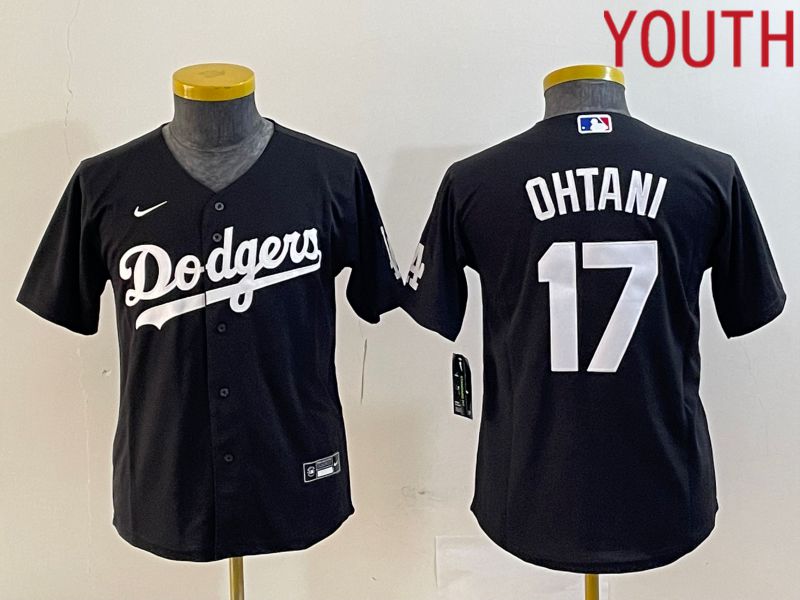 Youth Los Angeles Dodgers 17 Ohtani Black Nike Game MLB Jersey style 1